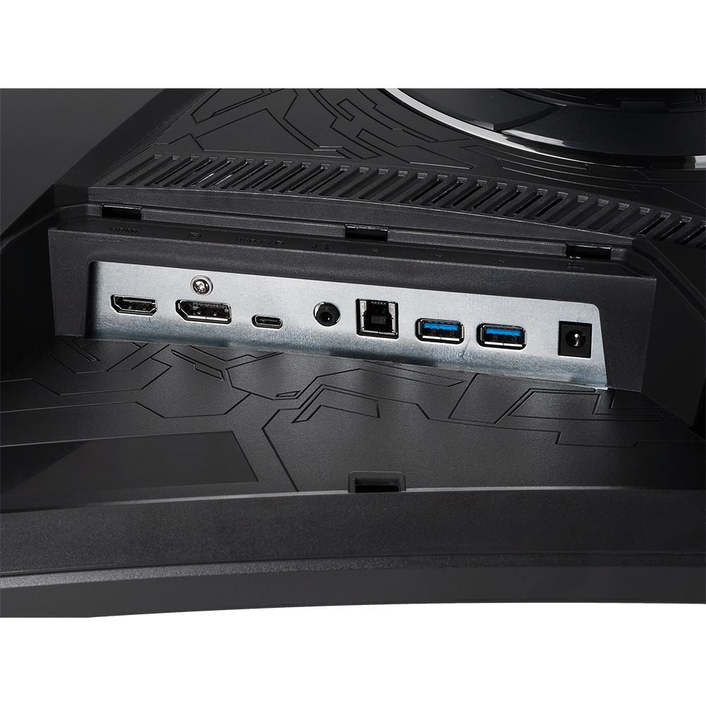 The input ports on the rear of a monitor