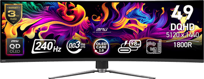 MSI MPG 491CQPX Dual Quad HD 49" Curved QD-OLED Gaming Monitor - Black